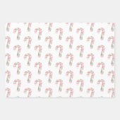 クリスマスミントピンクホワイトスノーフレークスキャンディ雪だるま ラッピングペーパーシート (正面2)