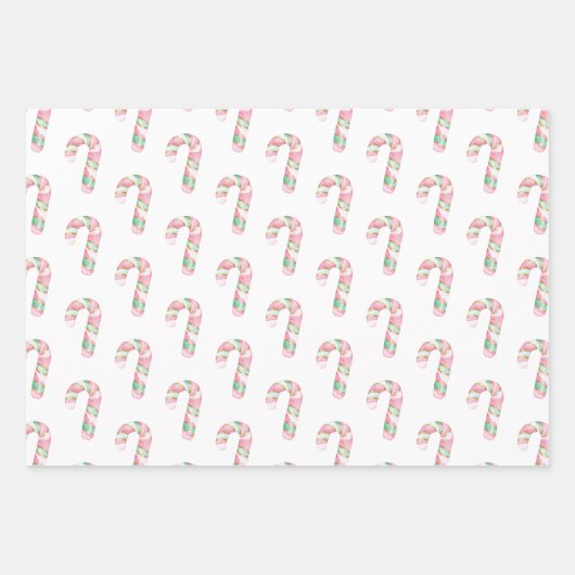 クリスマスミントピンクホワイトスノーフレークスキャンディ雪だるま ラッピングペーパーシート (正面2)