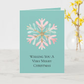 クリスマスミントピンクホワイトスノーフレーク カード (黄色い花)