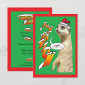 クリスマスミーアカット招待状 緑 X'mas 招待状 (正面/裏面)