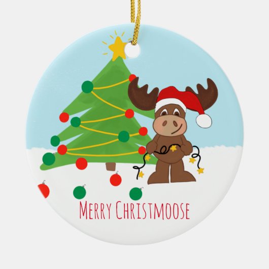 クリスマスムースの輪のオーナメント セラミックオーナメント (正面)