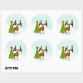 クリスマスムースエルクホリデーパインツリー ラウンドシール (シート)