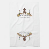 クリスマスムースキュートホリデおもしろいィーアニマル キッチンタオル (縦)