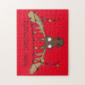 クリスマスムースキュートホリデおもしろいィーアニマル ジグソーパズル (縦)