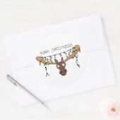 クリスマスムースキュートホリデおもしろいィーアニマル ラウンドシール (封筒)