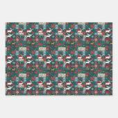 クリスマスムースパッチワークプレイド ラッピングペーパーシート (正面)