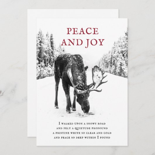 クリスマスムース冬の雪の平和の詩のホリデーカー シーズンカード (正面/裏面)