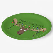 クリスマスムーズキュートホおもしろいリデーアニマル ペーパープレート (アングル)