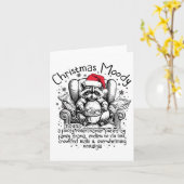 クリスマスムーディおもしろいラクーンフーディクリスマスラック カード (黄色い花)