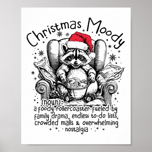 クリスマスムーディおもしろいラクーンフーディクリスマスラック ポスター (正面)