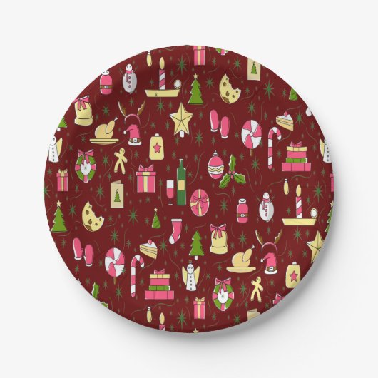 クリスマスムード、お菓子たっぷりのデザイン ペーパープレート (正面)