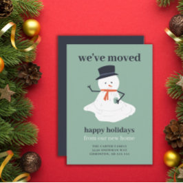 クリスマスムービングアナウンスメント雪だるまかわいい休日 招待状