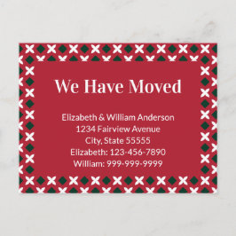クリスマスムービングアナウンスレッド・グリーンとホワイト ポストカード
