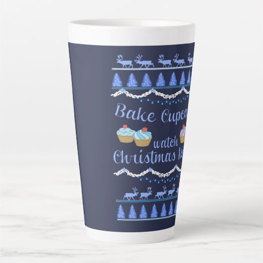 クリスマスムービーとカップケーキ カフェラテマグ (正面)