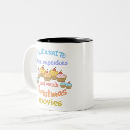 クリスマスムービーとカップケーキ ツートーンマグカップ (正面左)