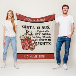 クリスマスムービーの時間を追加する名前Holiday フリースブランケット