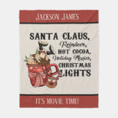 クリスマスムービーの時間を追加する名前Holiday フリースブランケット (正面)