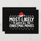 クリスマスムービーを見る可能性が最も高い 招待状 (正面/裏面)