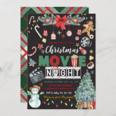 クリスマスムービーナイトホリデーパーティー招待状 招待状 (正面/裏面)