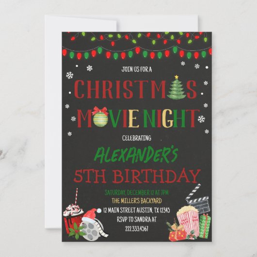 クリスマスムービーナイト 招待状 (正面)