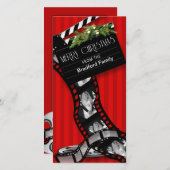 クリスマスムービーフィルムストリップ – 名前/写真の挿入 シーズンカード (正面/裏面)