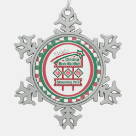 クリスマスムービーマラソンレトロマーキーフェスティバル スノーフレークピューターオーナメント