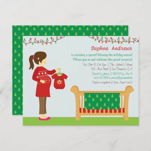 クリスマスムームベビーシャワーパーティの招待状 招待状 (正面/裏面)