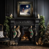 クリスマスムーンを見つめる時代を超越したブラックサンタ ポスター