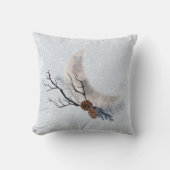 クリスマスムーンパインコーン枝水色 クッション (正面)