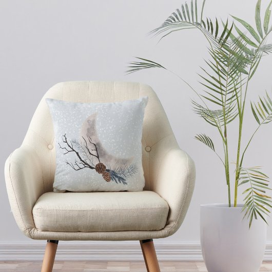 クリスマスムーンパインコーン枝水色 クッション