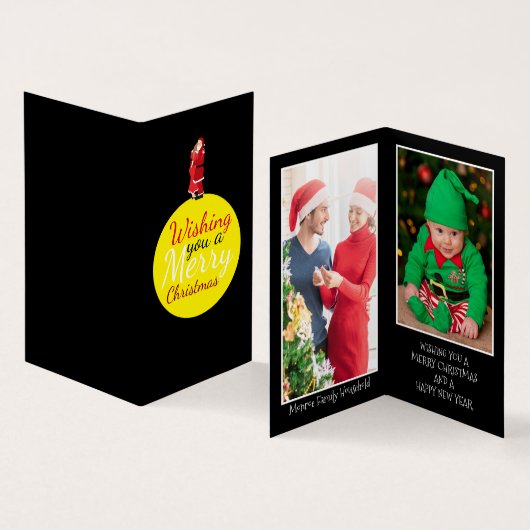 クリスマスムーンファミリーフォトクリスマスカード 名刺 (内部&外部)