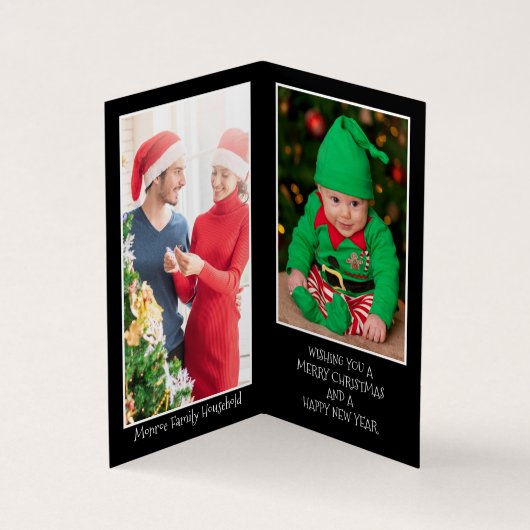 クリスマスムーンファミリーフォトクリスマスカード 名刺 (内部)