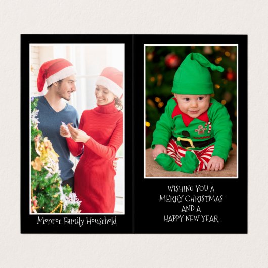 クリスマスムーンファミリーフォトクリスマスカード 名刺 (内部フラット)