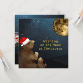 クリスマスムーン3写真グリッターベアーズフラットカード カード (正面/裏面インサイチュ)