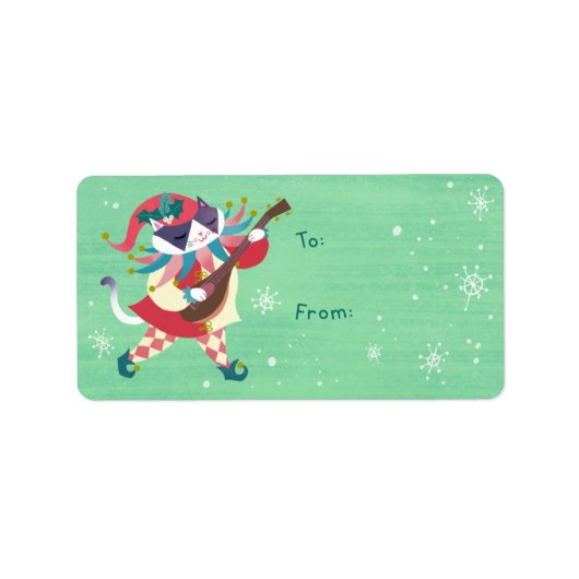 クリスマスメオフィカルジェスター猫ステッカーギフトラベル ラベル (正面)