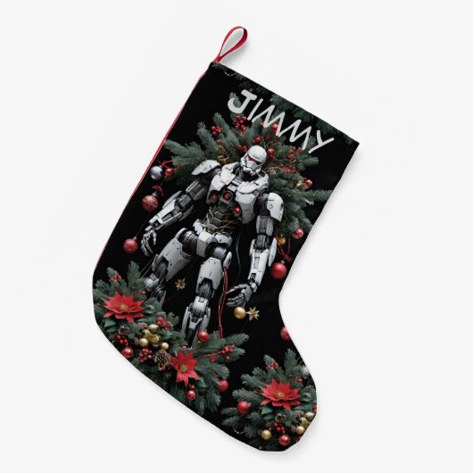 クリスマスメカロボット スモールクリスマスストッキング (正面 (吊り時))