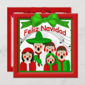 クリスマスメキシカンカロラーズファミリーファイブグリーティング シーズンカード (正面/裏面)
