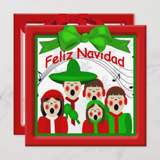 クリスマスメキシカンカロラーズファミリーファイブグリーティング シーズンカード (正面/裏面)