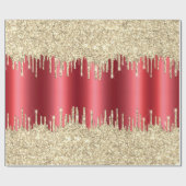 クリスマスメタリックレッド&ドリッピング14k金ゴールドグリッター ラッピングペーパー