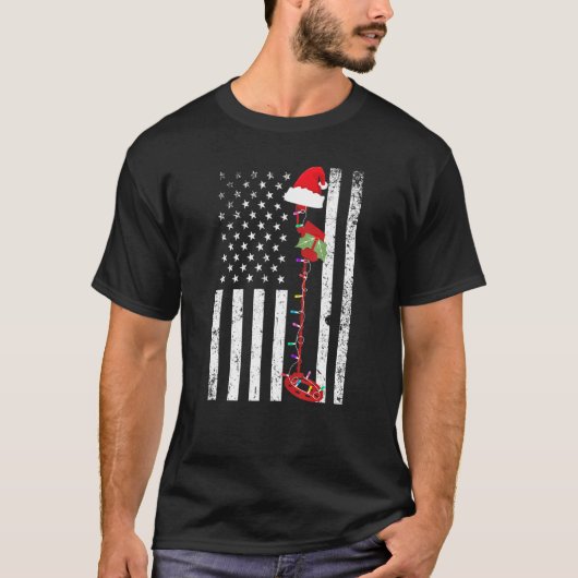 クリスマスメタル検出器アメリカ国旗の宝胡 Tシャツ (正面)