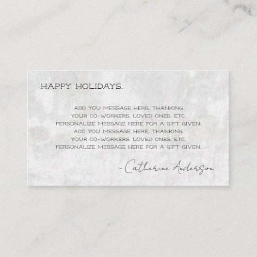 クリスマスメッセージの名刺を持っている 名刺 (裏面)