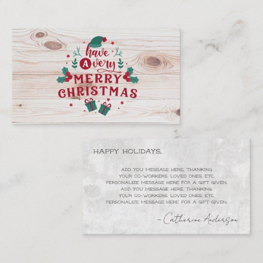 クリスマスメッセージの名刺を持っている 名刺 (正面/裏面)