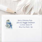 クリスマスメッセージブルージェイ鳥の野生生物アート ラベル (インサイチュ)