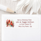 クリスマスメッセージレッド（鳥）ショウジョウコウカンチョウバードアート ラベル (インサイチュ)