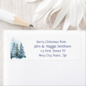 クリスマスメッセージ冬のトウヒの木々の雪 ラベル (インサイチュ)