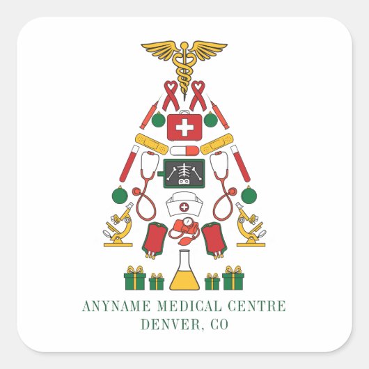 クリスマスメディカルセンターの医師とナース スクエアシール (正面)
