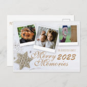 クリスマスメメリーモリ素朴スノーフレーク&写真 シーズンポストカード (正面/裏面)