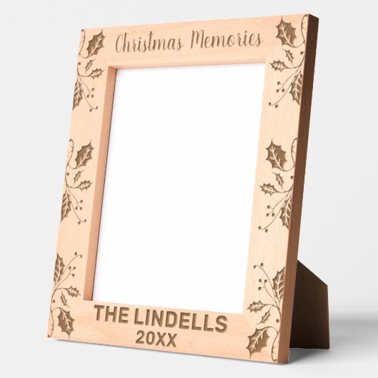 クリスマスメモリーズホリー離れ名前をカスタムする レーザー彫刻フレーム (左)