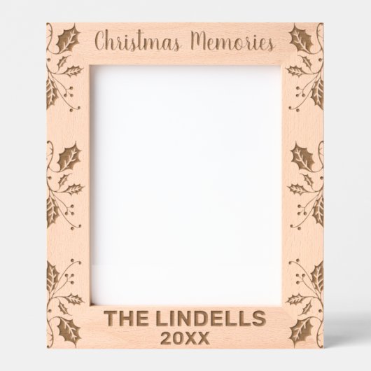 クリスマスメモリーズホリー離れ名前をカスタムする レーザー彫刻フレーム (正面)
