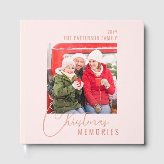 クリスマスメモリーズ家族の写真パーソナライズされた ゲストブック (正面)